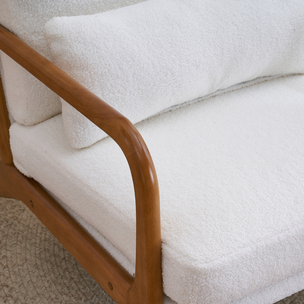 橡木扶手 单人休闲椅 N101 橡木 软包 泰迪绒 米白色 室内休闲椅 N101 -23