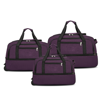 可拓展 三件套牛津布拉杆箱 轻便软壳行李  紫色