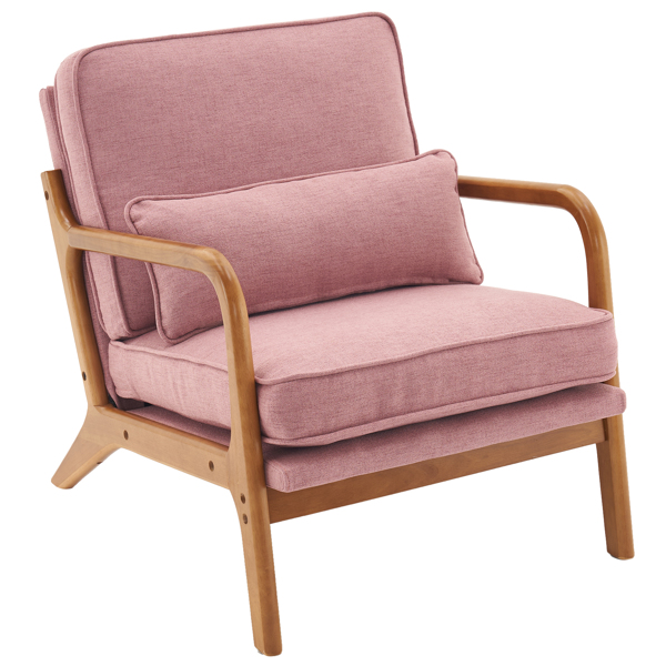  橡木扶手 单人休闲椅 橡木 软包 桃红色 室内休闲椅 N101-1