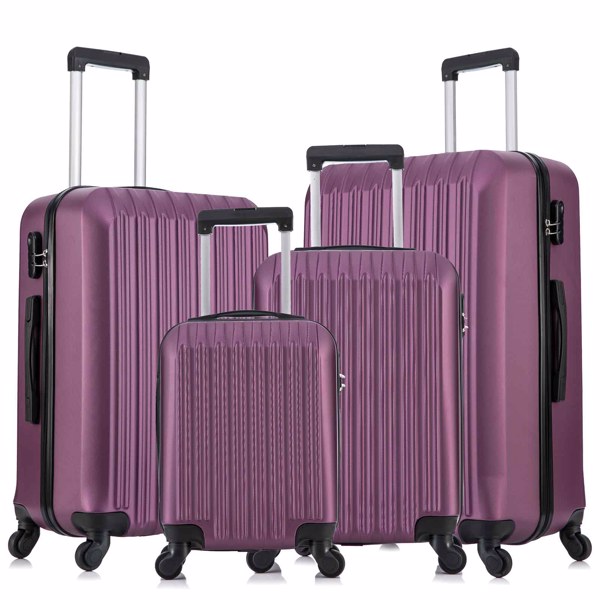 四件套拉杆箱  ABS轻便硬壳旅行箱 行李箱 紫色-11