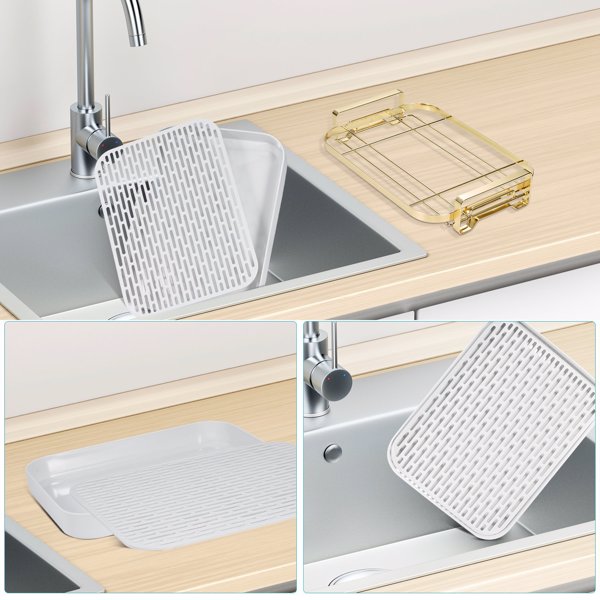厨房排水盘,碗杯干衣架,茶盘排水板厨房水槽托盘,浴室排水板碗杯干衣架白色-2