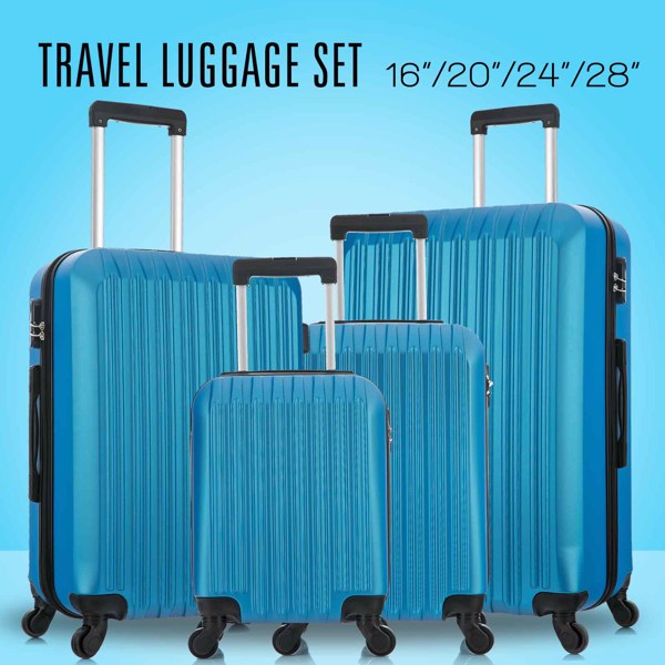 四件套拉杆箱  ABS轻便硬壳旅行箱 行李箱 蓝色-14