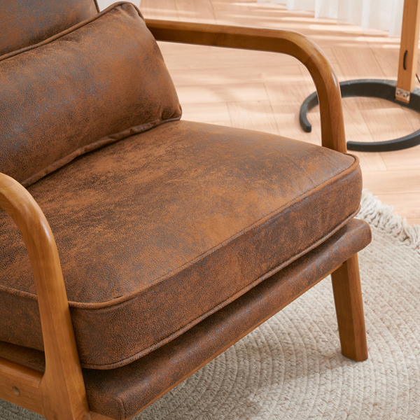  橡木扶手 单人休闲椅 橡木 软包 烫金布 橙色 室内休闲椅 N101-56