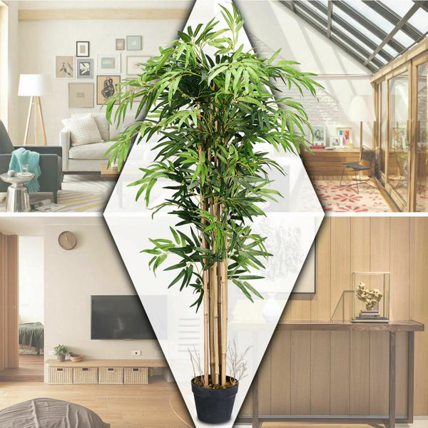 5英尺人造植物竹丝树绿色室内室外家居装饰花盆-4