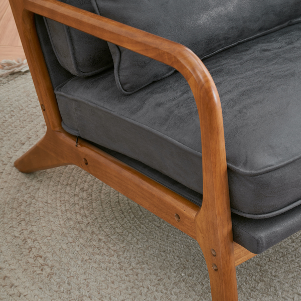  橡木扶手 单人休闲椅 橡木 软包 烫金布 深灰色 室内休闲椅 N101-20