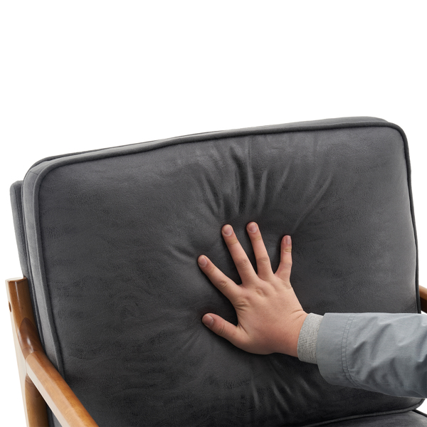  橡木扶手 单人休闲椅 橡木 软包 烫金布 深灰色 室内休闲椅 N101-13