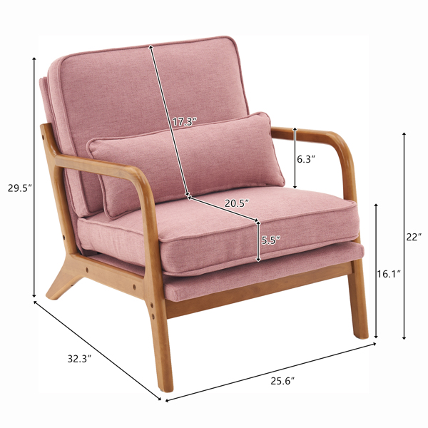  橡木扶手 单人休闲椅 橡木 软包 桃红色 室内休闲椅 N101-16