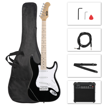  MST 单-单-单拾音器 枫木指板 黑色-白护板 ST电吉他+音箱套装