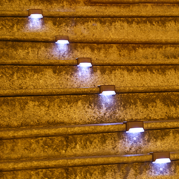 （带电）庭院太阳能户外楼梯台阶灯 咖啡壳（棕）(灯用螺丝固定) 白光 4pcs-15