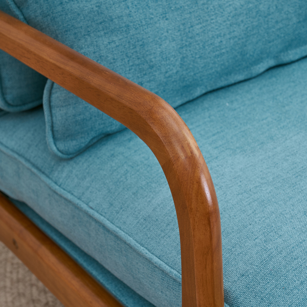  橡木扶手 单人休闲椅 橡木 软包 青色 室内休闲椅 N101-26