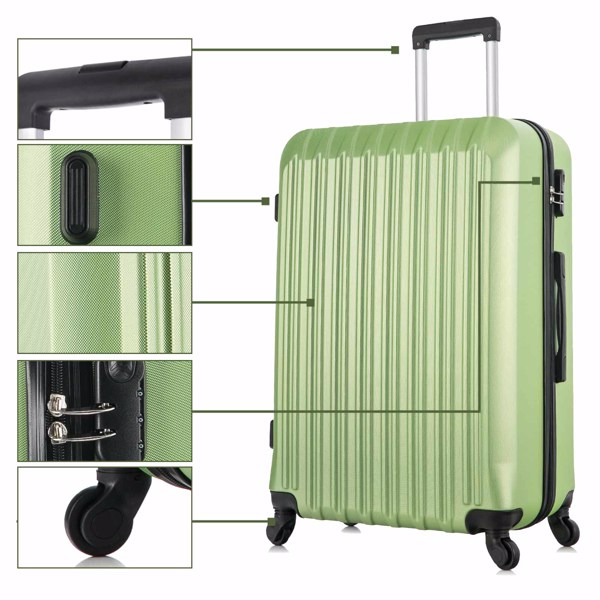 四件套拉杆箱  ABS轻便硬壳旅行箱  行李箱 绿色-15