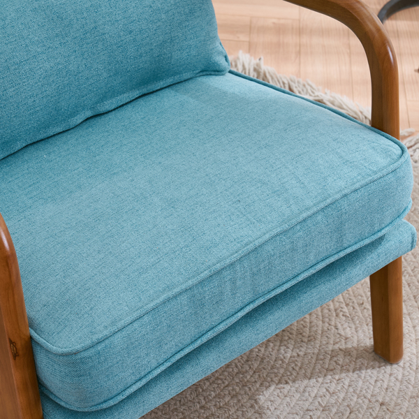  橡木扶手 单人休闲椅 橡木 软包 青色 室内休闲椅 N101-55