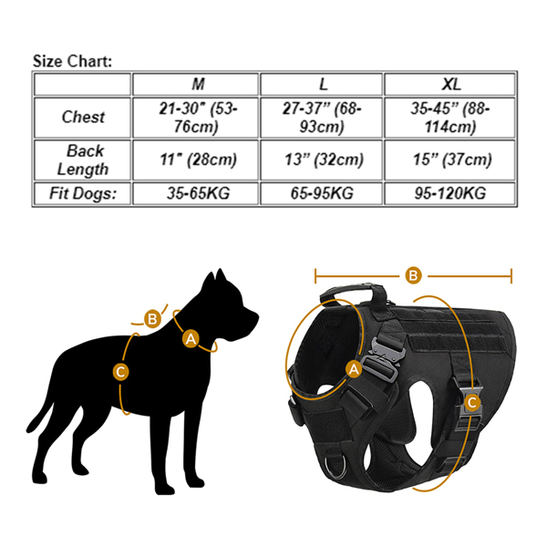 犬背带大型军犬工作犬背心+牵引绳   XL 黑色-13
