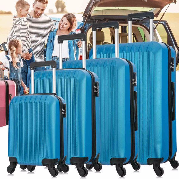 五件套拉杆箱 旅行箱 ABS 带背包  蓝色-16
