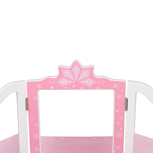  粉色 雪花 密度板喷漆 三折镜 单抽 梳妆桌套装 儿童 N201-22