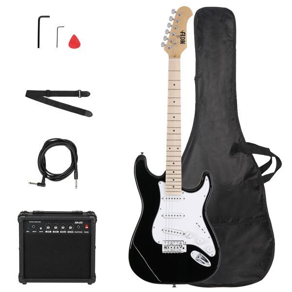  MST 单-单-单拾音器 枫木指板 黑色-白护板 ST电吉他+音箱套装-14