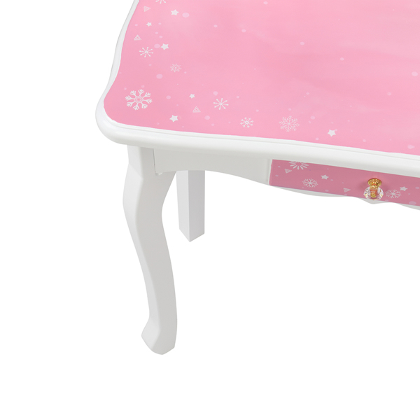  粉色 雪花 密度板喷漆 三折镜 单抽 梳妆桌套装 儿童 N201-31