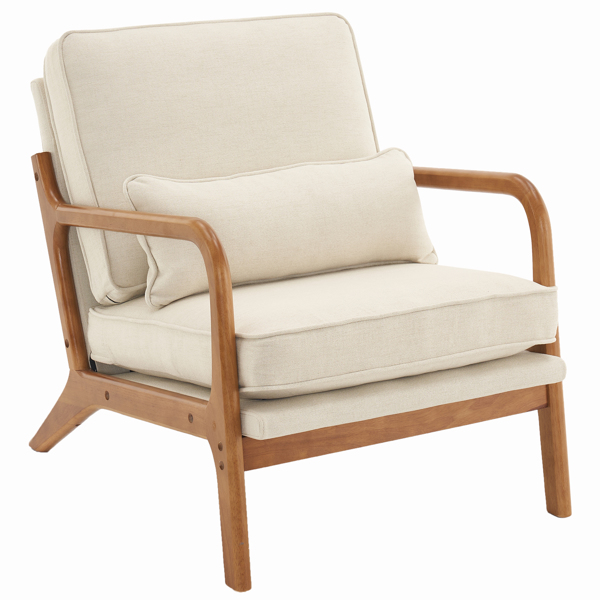  橡木扶手 单人休闲椅 橡木 软包 米白色 室内休闲椅 N101-7