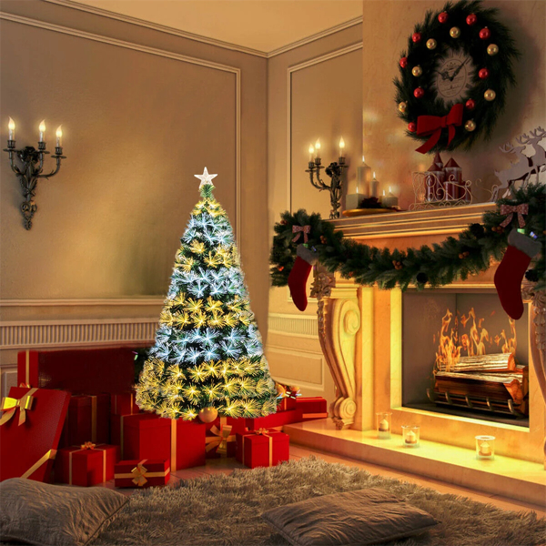 5英尺预亮光纤圣诞树8闪光模式PVC带双色灯人造节日圣诞树的家;圣诞装饰;办公室;聚会，派对-8