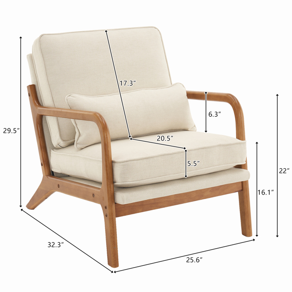  橡木扶手 单人休闲椅 橡木 软包 米白色 室内休闲椅 N101-2