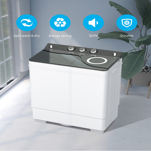  美规 XPB65-2288S 26lbs（18lbs 8lbs） 洗衣机 110V 110V,420W 双桶 带排水泵 仪表盖板条 塑料 灰色盖板 带白色圆环 半自动-5