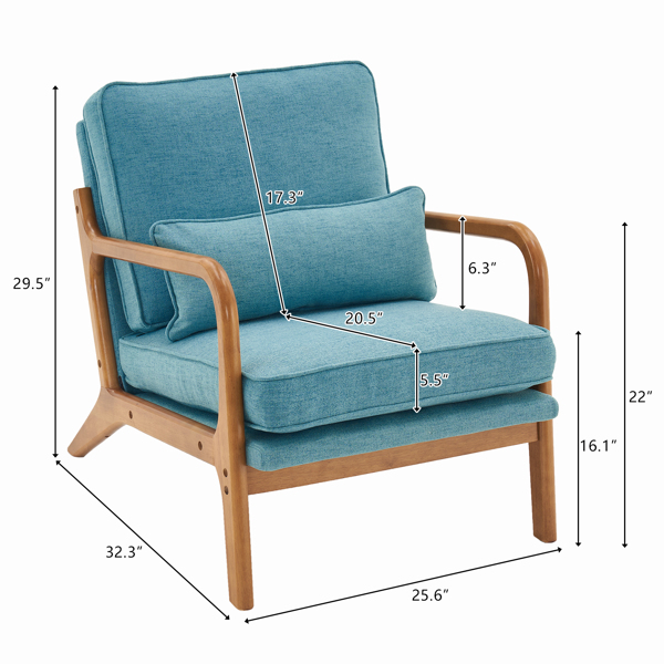  橡木扶手 单人休闲椅 橡木 软包 青色 室内休闲椅 N101-47
