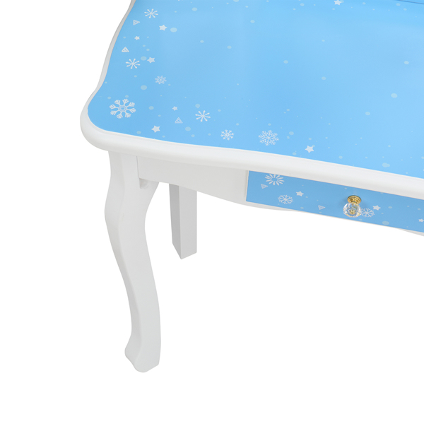  蓝色 雪花 密度板喷漆 三折镜 单抽 梳妆桌套装 儿童 N201-11