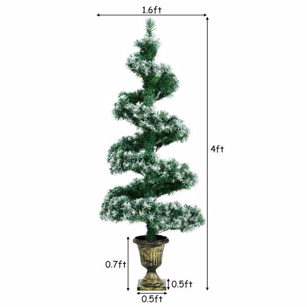 4FT预照明螺旋雪人造圣诞树，带复古底座-10