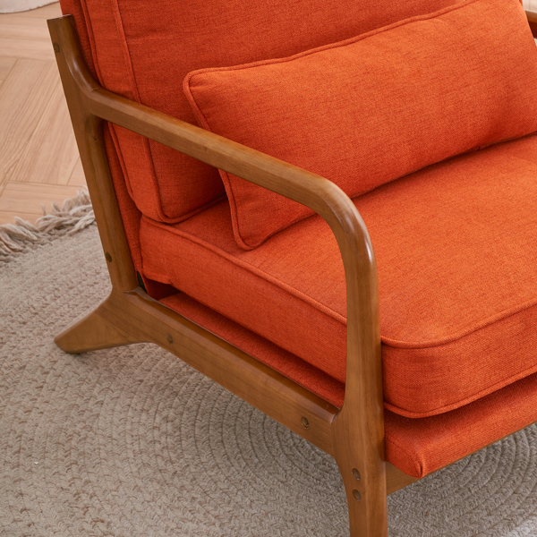  橡木扶手 单人休闲椅 橡木 软包 烧橙色 室内休闲椅 N101-29