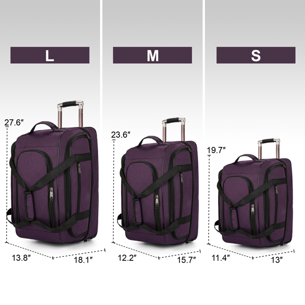 可拓展 三件套牛津布拉杆箱 轻便软壳行李  紫色-2