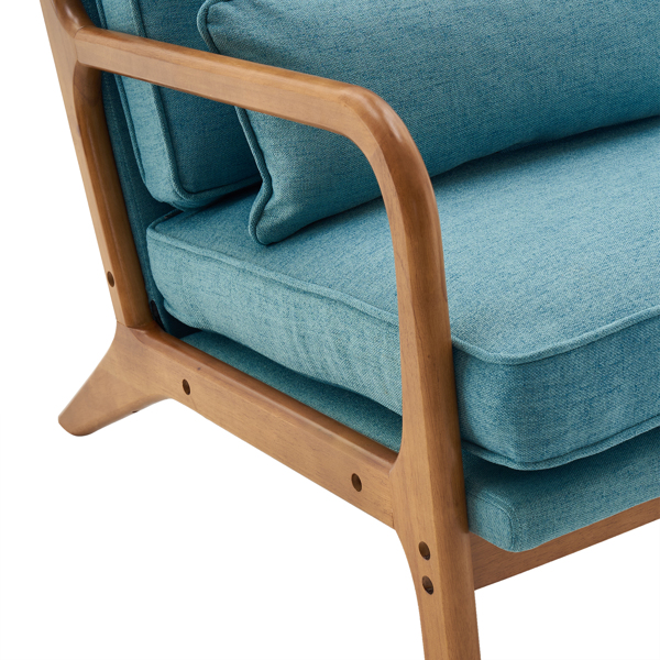  橡木扶手 单人休闲椅 橡木 软包 青色 室内休闲椅 N101-44