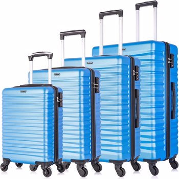 可拓展 四件套拉杆箱  ABS轻便硬壳行李 蓝色