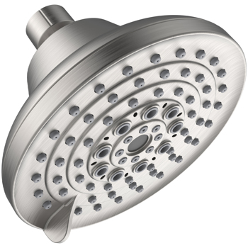 6个喷淋设置高压淋浴头5“雨水固定淋浴头-拉丝镍可调节淋浴头，带防堵塞喷嘴，低流量，易于安装
