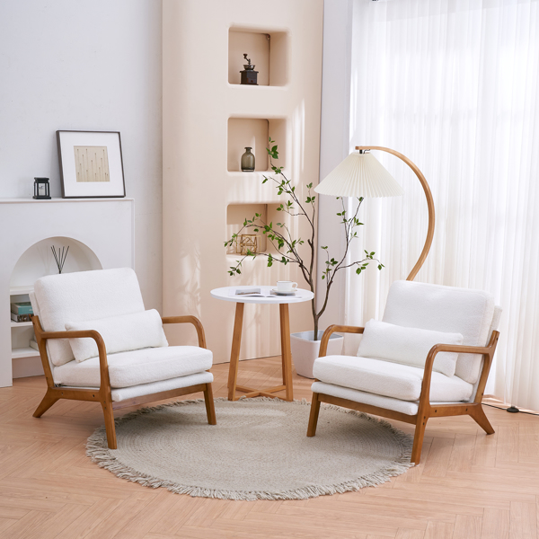 橡木扶手 单人休闲椅 N101 橡木 软包 泰迪绒 米白色 室内休闲椅 N101 -62