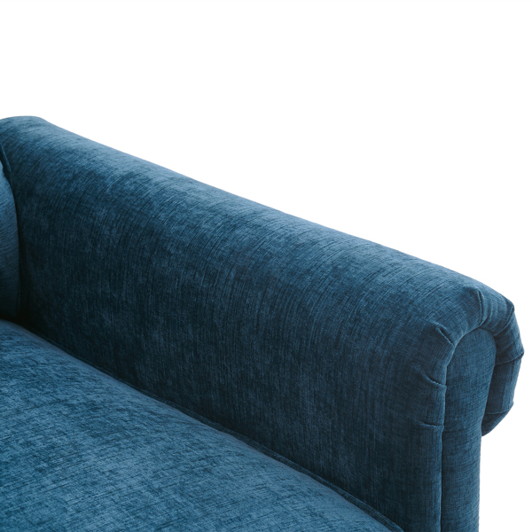 实木葫芦脚 弯扶手 室内单人沙发 蓝绿色 美式-55