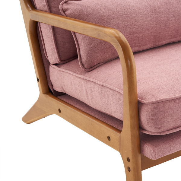  橡木扶手 单人休闲椅 橡木 软包 桃红色 室内休闲椅 N101-42