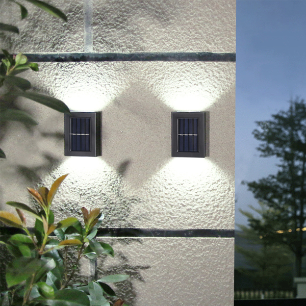 (带电)太阳能上下发光花园庭院壁灯2Pcs 白光(周末不发货)-1