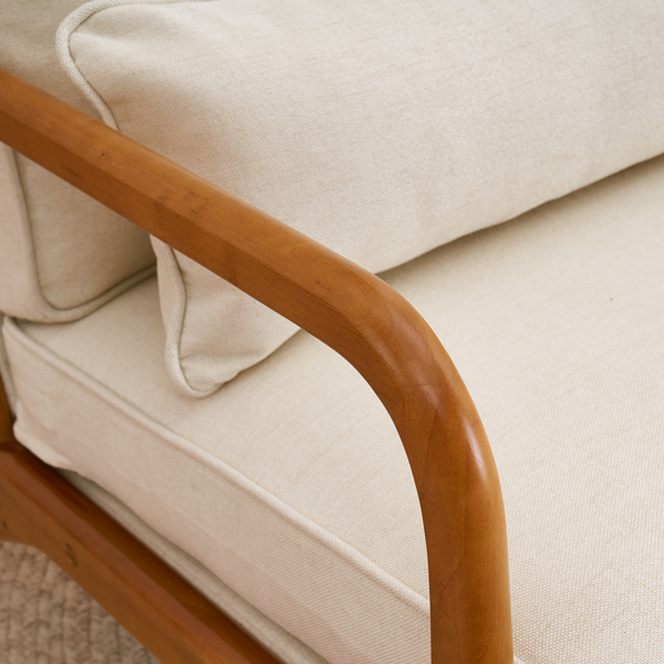  橡木扶手 单人休闲椅 橡木 软包 米白色 室内休闲椅 N101-61