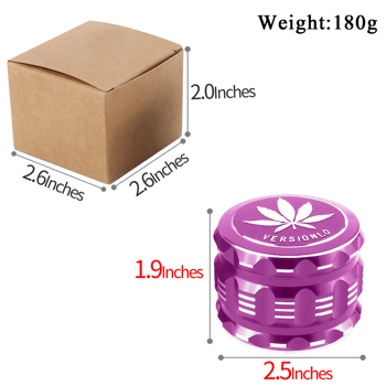 ScarFio 香料研磨机,研磨机带叶子图案用于香料,2.5 英寸(约 6.4 厘米)(紫色)