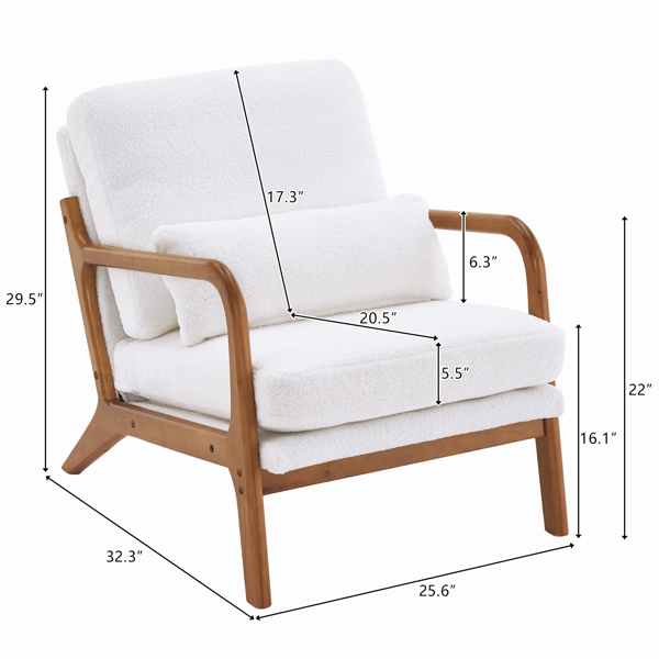 橡木扶手 单人休闲椅 N101 橡木 软包 泰迪绒 米白色 室内休闲椅 N101 -2