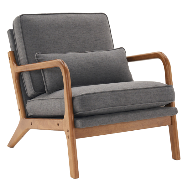  橡木扶手 单人休闲椅 橡木 软包 深灰色 室内休闲椅 N101-39