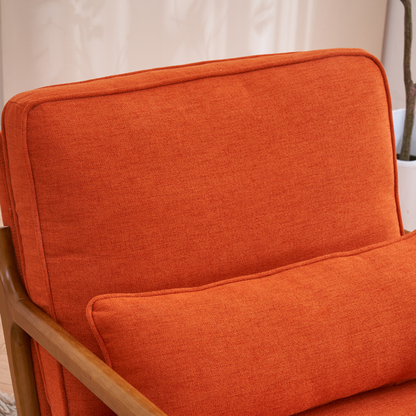  橡木扶手 单人休闲椅 橡木 软包 烧橙色 室内休闲椅 N101-56