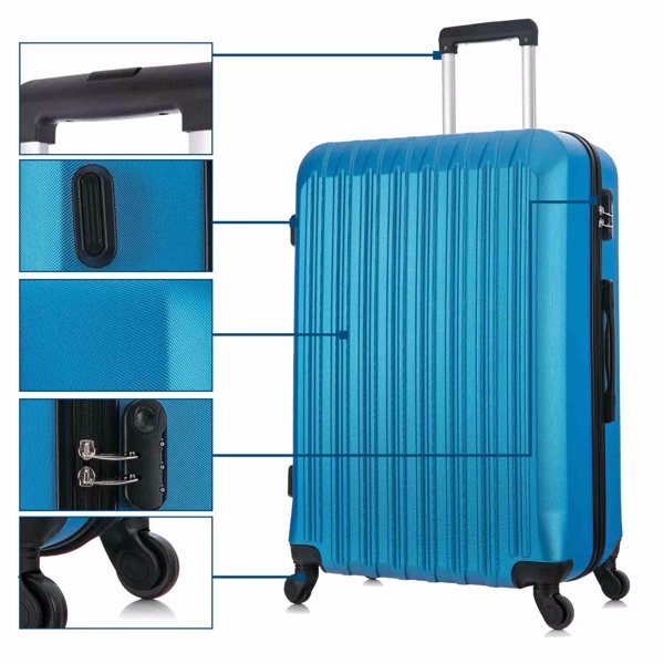 四件套拉杆箱  ABS轻便硬壳旅行箱 行李箱 蓝色-13