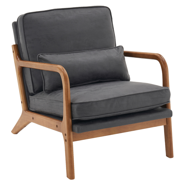  橡木扶手 单人休闲椅 橡木 软包 烫金布 深灰色 室内休闲椅 N101-31