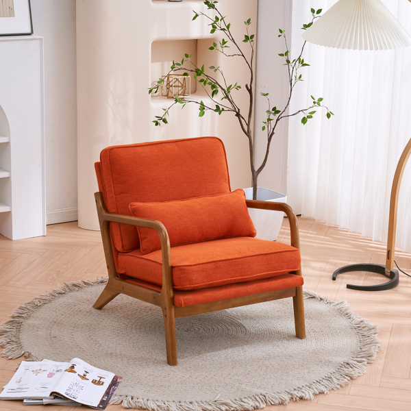  橡木扶手 单人休闲椅 橡木 软包 烧橙色 室内休闲椅 N101-23