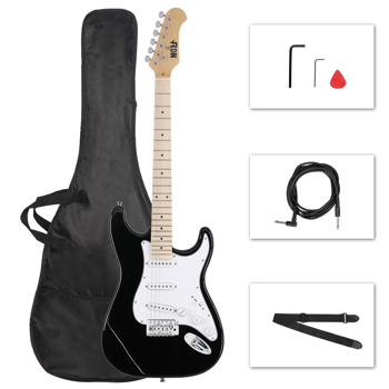  MST 单-单-单拾音器 枫木指板 ST电吉他 黑色-白护板
