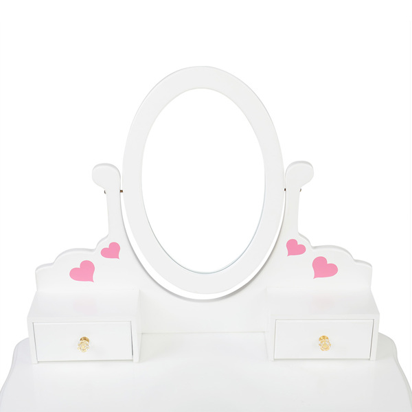  白色 爱心 密度板喷漆 单镜 三抽 梳妆桌套装 儿童 S201-21
