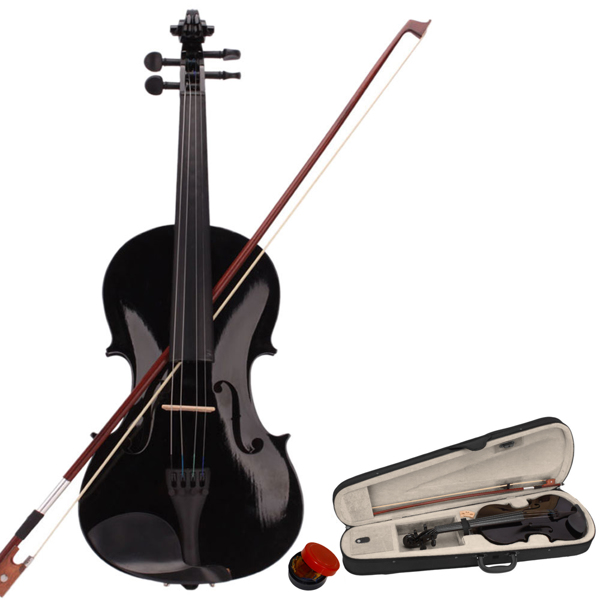 4/4 黑色声学小提琴+盒+弓子+松香-1