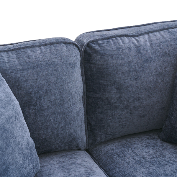 实木葫芦脚 弯扶手 室内双人沙发 灰蓝色 美式-67