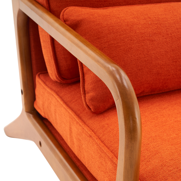  橡木扶手 单人休闲椅 橡木 软包 烧橙色 室内休闲椅 N101-40